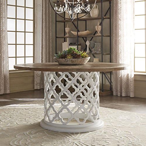 SIGNAL HILLS Vince Reclaimed Wood 60-inch Moroccan Trellis Drum Dining Table