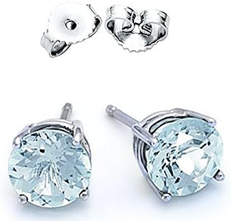 2.00 Carat Total Weight 925 Sterling Silver Earrings. 1.00 Carat Each Stone. Created CZ Aquamarine