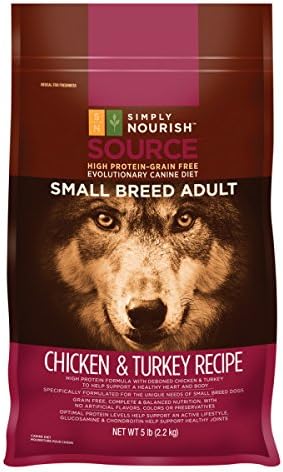 Simply Nourish SOURCE Small Breed Adult Dog Food - Grian Free, High Protein, Chicken & Turkey, 5lb