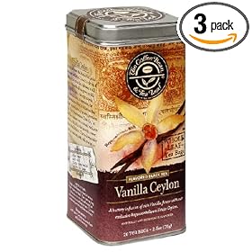 The Coffee Bean & Tea Leaf, Tea, Vanilla Ceylon, 20-Count Tins (Pack of 3)