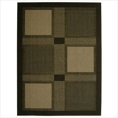 Safavieh CY1928-3908 Courtyard Collection Black and Sand Indoor/Outdoor Area Rug, 4-Feet by 5-Feet 7-Inch