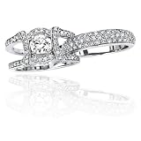 14k White Gold 2-Piece Round Diamond Bridal Ring Set (.6 ct center, 2 cttw, G-H Color, I1 Clarity)