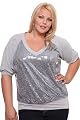 Torrid Plus Size Grey Sequin V-Neck Tee