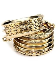House of Harlow 1960 Gold-Plated Engraved Double Finger Ring