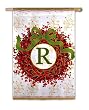 Monogram Holiday Wreath Regular Size Flag R Monogram Holiday Wreath Regular Size Flag R