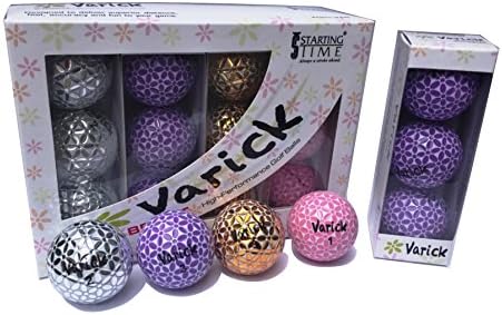 Varick Golf VB-B One Dozen Golf Balls in Bright Colors (12), Silver/Lavender/Gold/Pink