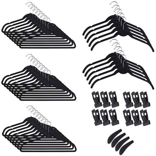 60 Piece Ultra Thin Flocked Space Saving Hanger Set