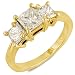 Three Stone Princess Cut Diamond Ring 1 1/2ctw (HI/SI) in Yellow Gold