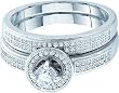 Beautiful White Gold 2 Pc. Micro Pave Diamond Wedding Set " Size 7 "