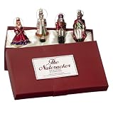 Nutcracker Ballet Glass Ornament Set of 4 in Red Gift Box