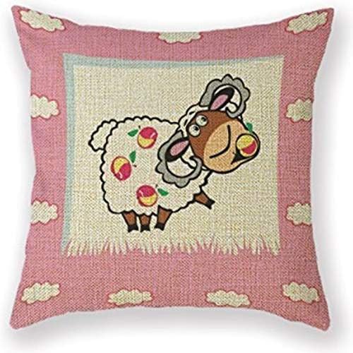 CSSaleStore Cotton Linen Square Decorative Greedy Sheep Pillowcase H753