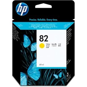 Hewlett Packard No 82 Yellow Ink Cart DesignJet 10ps 20ps 50ps 500 800