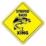 STRIPED BASS CROSSING -Sign- xing fishing boat fish rod