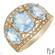 FPJ Marvelous High quality Ring With 4.55ctw Precious Stones - Genuine Diamonds, Aquamarines Crafted in 14K Yellow Gold - Certificate Available.