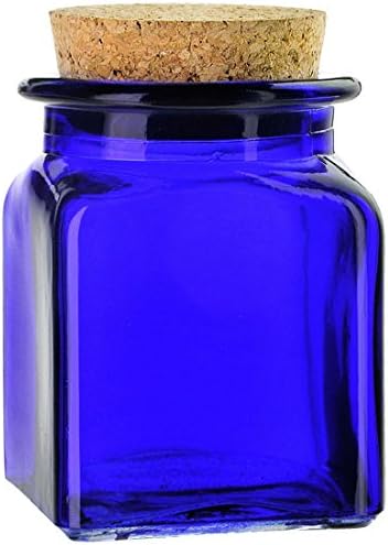 Couronne Co. 3.75" Decorative Wide Mouth Glass Bottle with Cork (Cobalt)