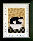 Framed CAT IN A HOT TIN TUB Warren Kimble Picture Print