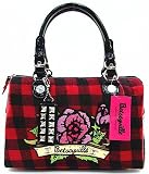 Betsey Johnson Betseyville Inked Up Barrel Handbag Red