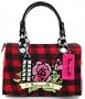 Betsey Johnson Betseyville Inked Up Barrel Handbag Red