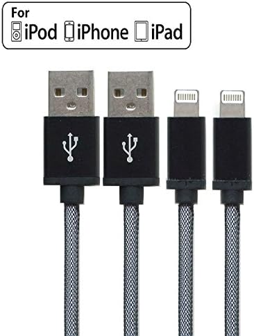 Twin Pack - Nylon Briaded USB Data and Charging Short Cable (8 inches long) Compatible with Apple iPhone 5, 5S, 6, 6 Plus, 6S, 6S Plus, iPad Air, iPad Prob, iPad Mini and iPod Touch (BLACK)
