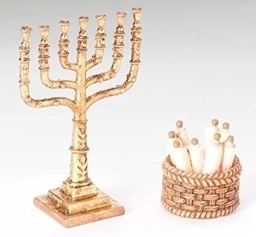 4 Fontanini 5" Nativity Village Basket of Scrolls & Candelabra Sets #59530