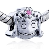 Pugster Pink Crystal Pigtail Girl Charm Bead Fits Pandora Beads