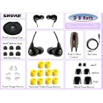 Shure Dynamic Microspeaker II Sound Isolating Earphones (Black) with Push to Hear Control, 3 pairs of Shure Triple Flange Sleeves & 5 Pairs of Shure Reusable Foam Sleeves