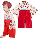 Goodparty 女の子 着物 和装 ベビー こども服 ロンパース カバーオール 入学式 発表会 結婚式 七五三 お宮参り (80, レッド)