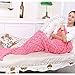 YOHOKO Super Soft Handmade Mermaid Tail Blanket - Living Room Sleeping Blanket with Scale for Adult and Kids, Pink with Scale