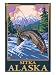 Fly Fishing Scene, Sitka, Alaska Giclee Poster Print
