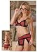 Women's Bra Top, Skit And Thong (Red;One Size)