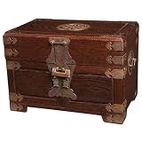 Handmade Stained Wood Jewelry Box With Mirror - Chinese "Symbol of Joy" Design