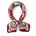 ANDANTINO 100% Pure Mulberry Silk Small Square Scarf -21'21'- Breathable Lightweight Neckerchief -Digital Floral Printed Headscarf (RED)