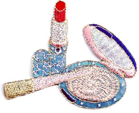 Cosmetic Collection Make-up Blue Iron on Applique Free Shipping