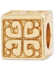Reflection Beads Silver Gold Plated Heart Cube Bali Bead