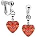 Handcrafted Red Millefiori Heart Clip Earrings