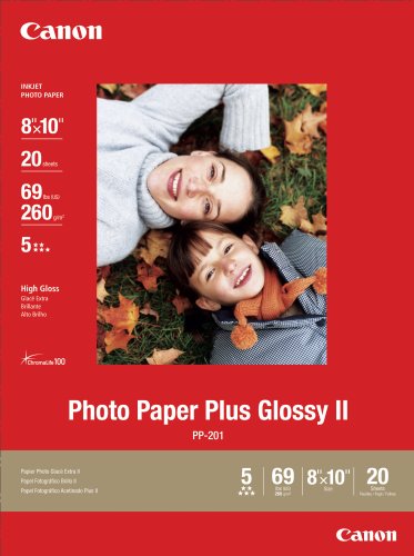 Canon Photo Paper Plus Glossy II, 8 x 10 Inches, 20 Sheets (2311B025)