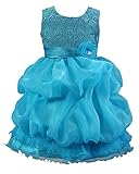 (コ-ランド) Co-landフォーマル キッズドレス プリンセス風 結婚式 ベビーワンピース 女児 女の子 花柄 純色 ノースリーブ フラワーリボン フリル 子供 ガールズ 発表会 ブルー 150c