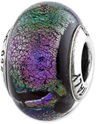 Sterling Silver Reflections Purple & Green Glass Bead