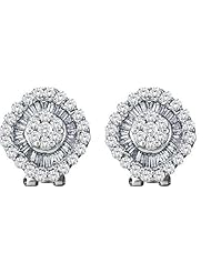 1.54ctw Diamond Flower Earrings 14K White Gold