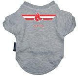 Designer Dog T-Shirt - Boston Red Sox Dog T-Shirt - Officially Licensed by MLB - Grey - Small