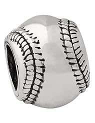 Reflection Beads Silver Baseball Sports Bead