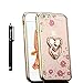 iPhone 6S Plus Case, CaseUp Glitter Crystal Heart Floral Series - Slim Luxury Bling Rhinestone Clear TPU Case With Ring Stand For iPhone 6S/ 6 Plus (5.5 Inch)