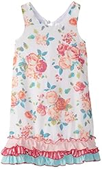 Girls Floral Print Peplum Jacquard Tiered Sleeveless Tank Cotton/Polyester/Spandex  Dress