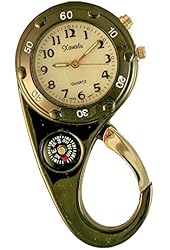 Clip on Watch Bag Pocket Watch W/compass & Back Light- Gun Metal