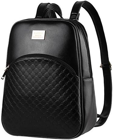 Generic Girls PU Leather Shell Backpack Purse Bookbag School Bag Daypack (Black)