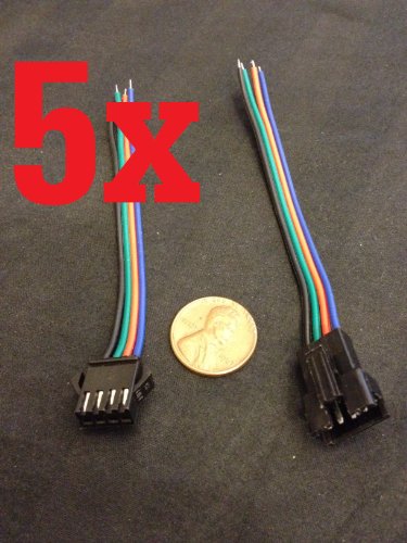 5 Set Jst 4 PIN Male Female RGB Connector Wire Cable 3528 5050 SMD LED Strip A1