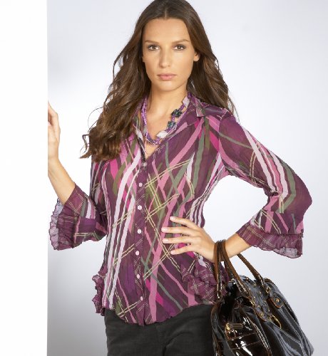 Per Una 3/4 Sleeve Paint Check Blouse