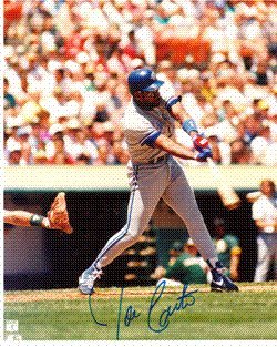 Autographed/Hand Signed 8x10 Photo Joe Carter #4 Toronto Blue Jays