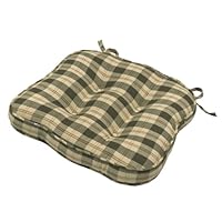 Greendale Home Fashions Applegate Plaid Chair Cushions, Olive, Set of 2