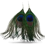 Natural Peacock Feather Earrings  for Sale